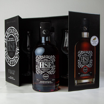 HSE - Coffret VSOP - 2 verres - Rhum très vieux - 45° - 70cl