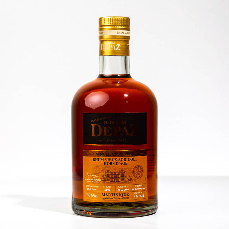 DEPAZ - Millésime 2003 - Single Cask - étui - Extra alter Rhum- 45° - 70cl