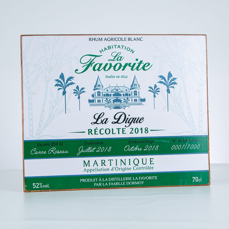 LA FAVORITE - Dekorative Plakette - La Digue Ernte 2018 - Rum-Accessoire