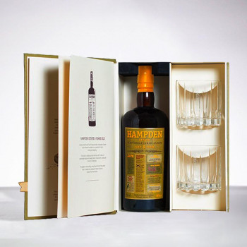 HAMPDEN ESTATE - 8 ans - Coffret Rhum - 2 verres Neat - 46° - 70cl