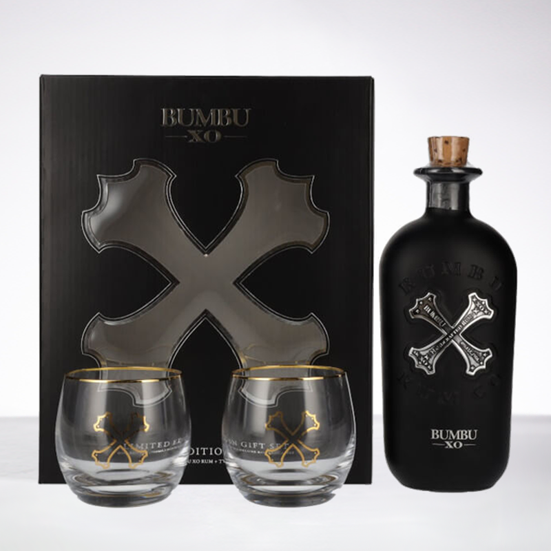 BUMBU RUM - XO - Set mit zwei Gläsern - Extra Alter Rum - 40° - 70cl
