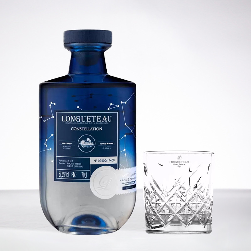 LONGUETEAU - Duo rhum blanc Constellation + 1 verre à cocktail