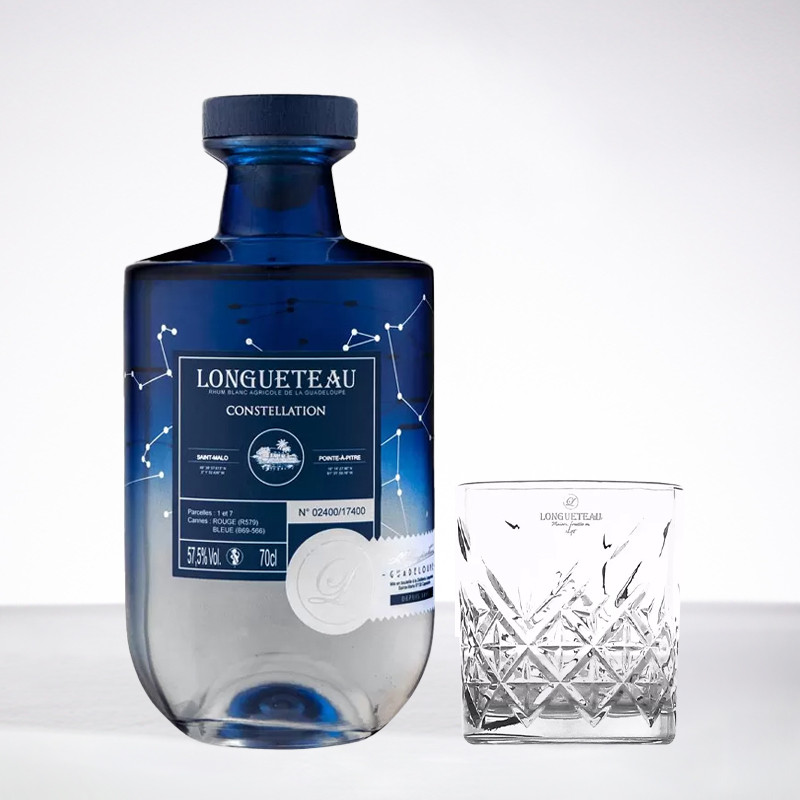 LONGUETEAU - Duo rhum blanc Constellation + 1 verre à cocktail LONGUETEAU - Duo rhum blanc Constellation + 1 verre à cocktail