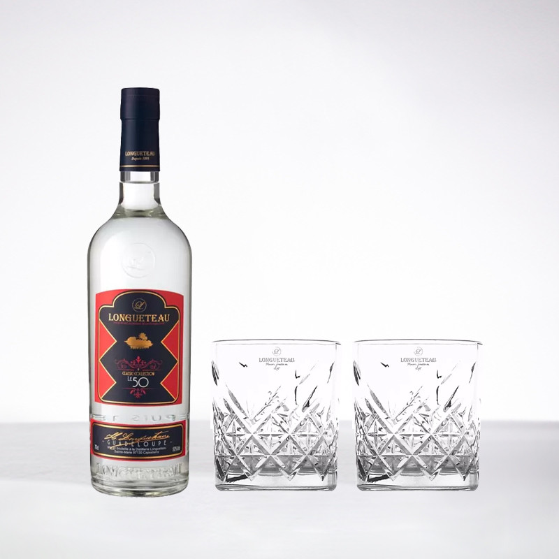 LONGUETEAU - Duo Rhum blanc jéroboam + verres à cocktails LONGUETEAU - Duo Rhum blanc jéroboam + verres à cocktails