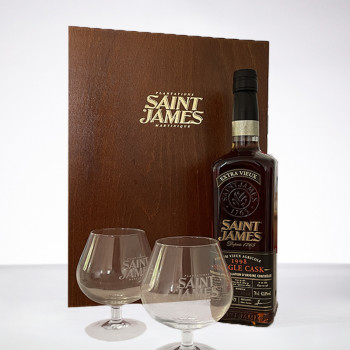 SAINT JAMES - Single Cask 1998 - Holzbox 2 Gläser - Extra Alter Rum - 42,8° - 70cl