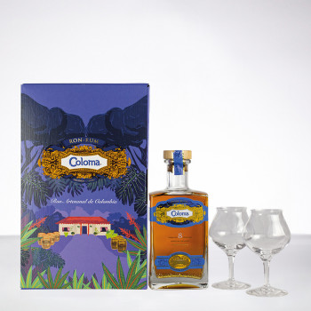 COLOMA - 8 ans - Coffret 2 verres - Rhum hors d'âge - 40° - 70cl