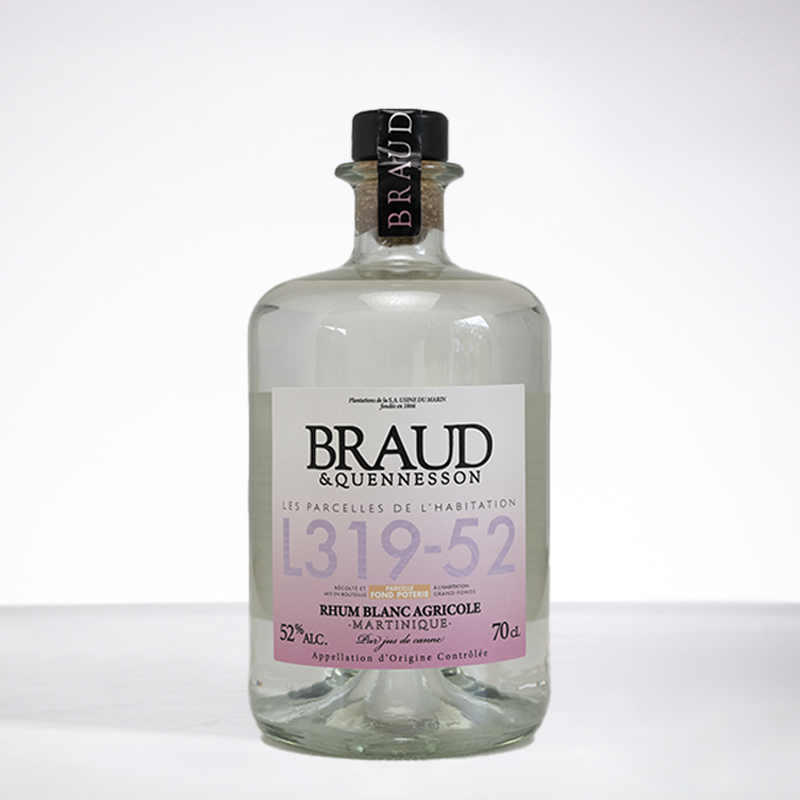 BRAUD & QUENNESSON - Weisser Rum - Parzellenrum L319-52 - 52° - 70cl BRAUD & QUENNESSON - Weisser Rum - Parzellenrum L319-52 - 52° - 70cl