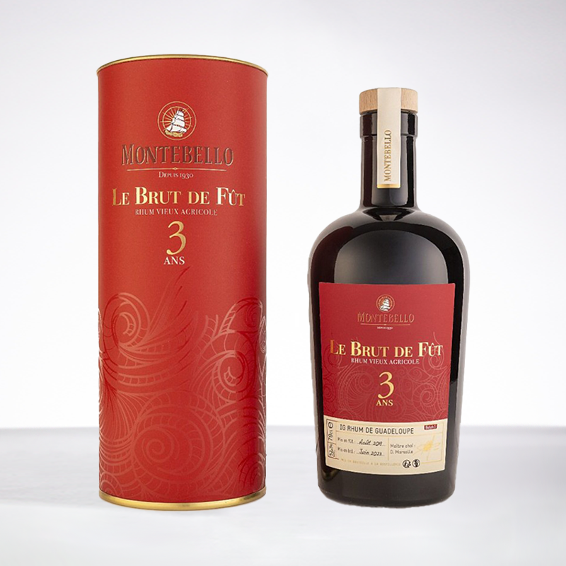 MONTEBELLO - Rhum vieux - 3 ans - Brut de fût - 2023 - 52,3° - 70cL